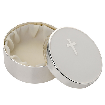 Christening Gifts Silver Plated Cross Trinket Box