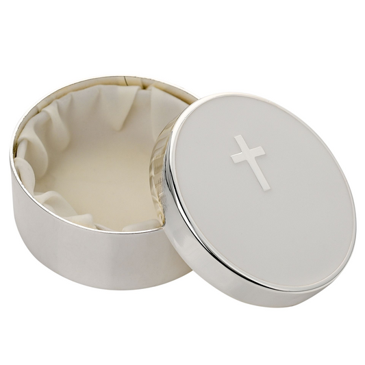 Christening Gifts Silver Plated Cross Trinket Box