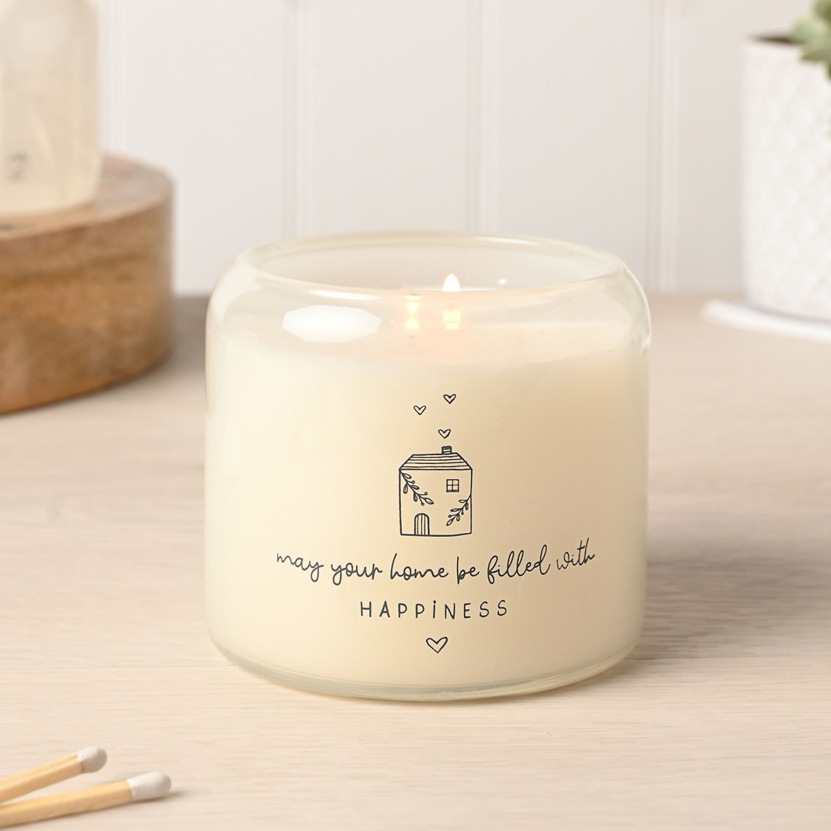 Housewarming Gifts - Double Wick Candle 390g - Happy Home