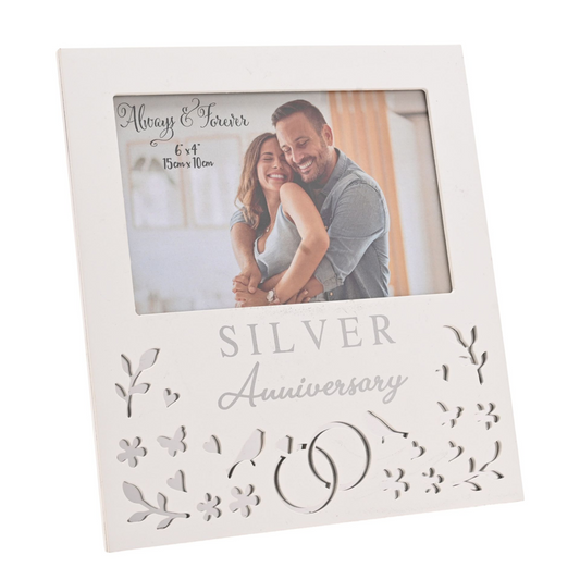 Silver Anniversary Gift  Photo Frame 6 x 4ins