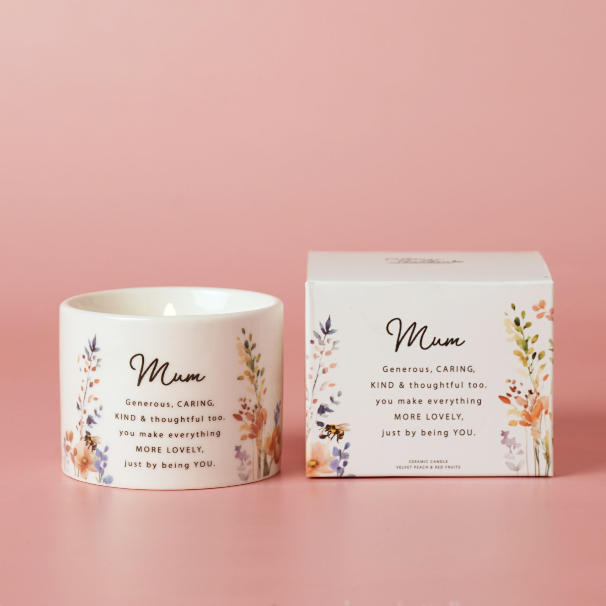 Mum Gifts - Floral Ceramic Candle 100g - Mum