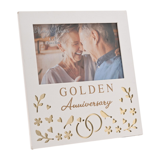 Gold Anniversary Gift Photo Frame 6 x 4ins