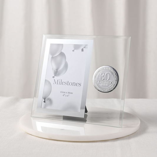30th Birthday Gift Photo  Frame with Metal Badge 4" x 6"