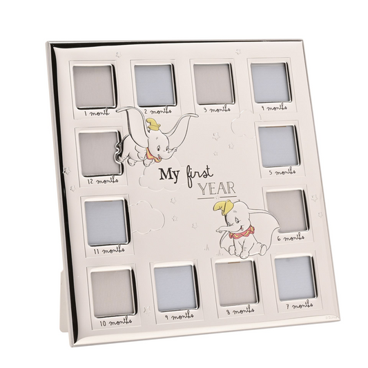Disney Silver Dumbo My First Year Multi Aperture Frame - Made In Italy