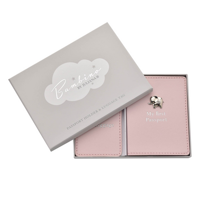 Gifts For Girls Passport Holder and Luggage Tag Set - Pink