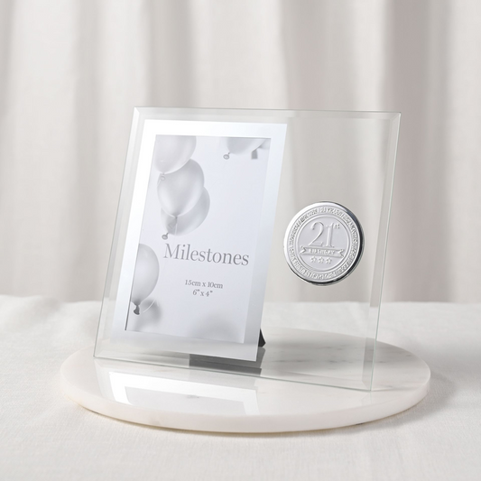 21st Birthday Gift Photo  Frame with Metal Badge 4" x 6"