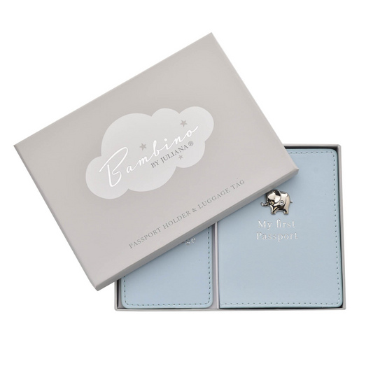 Gifts For Boys Passport Holder and Luggage Tag Set - Blue
