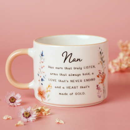 Nan Gifts - Floral Peach Mug - Nan