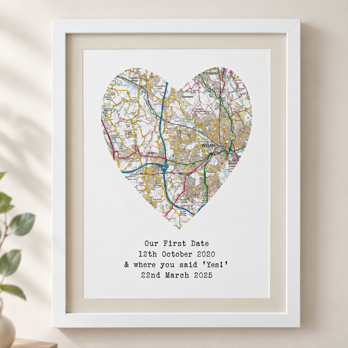 Wedding Anniversary Gifts Personalised Map Location Print