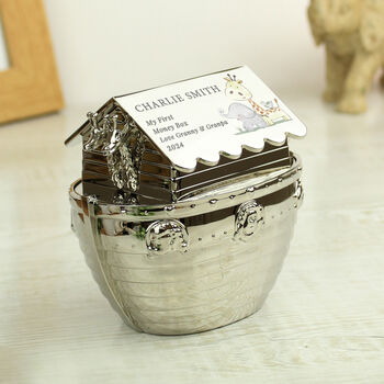 Money Box Noahs Ark Christening Gifts For Boys And Girls