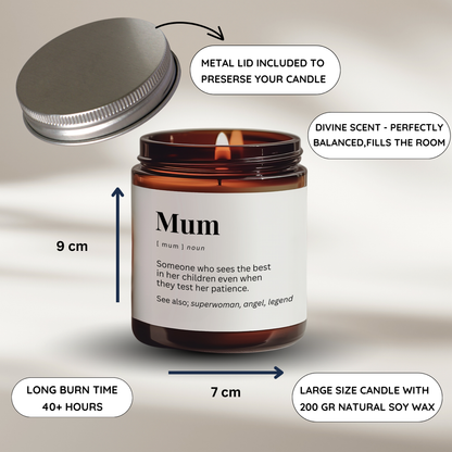 Mum Definition Candle - Superwoman, Angel, Legend