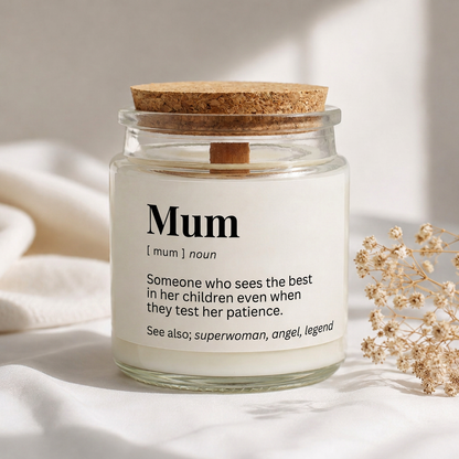 Mum Definition Candle - Superwoman, Angel, Legend