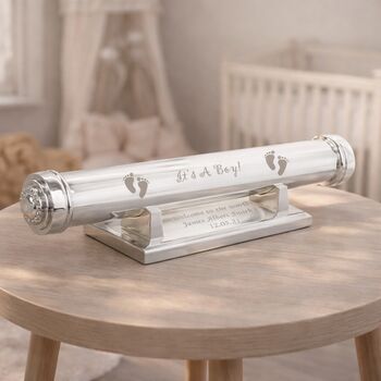 New Baby Boy Gifts Birth Certificate Holder Silver Plated
