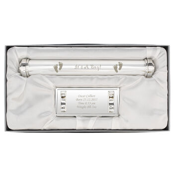 New Baby Boy Gifts Birth Certificate Holder Silver Plated