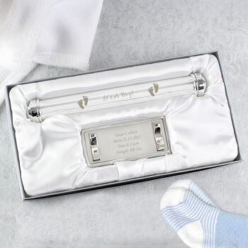New Baby Boy Gifts Birth Certificate Holder Silver Plated