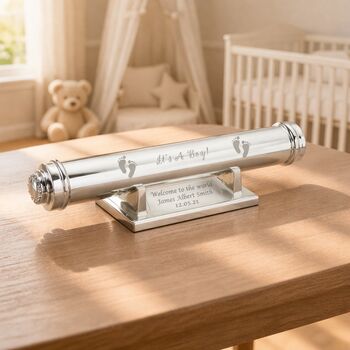 New Baby Boy Gifts Birth Certificate Holder Silver Plated
