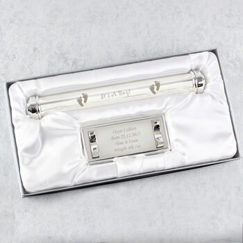 New Baby Boy Gifts Birth Certificate Holder Silver Plated
