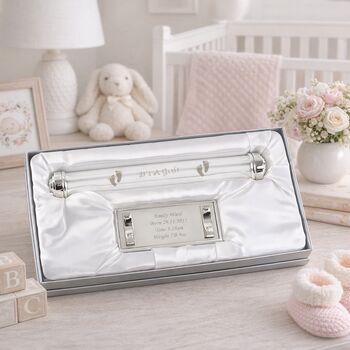 New Baby Girl Gifts Birth Certificate Holder Silver Plated