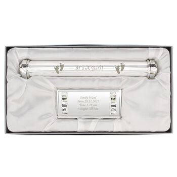New Baby Girl Gifts Birth Certificate Holder Silver Plated