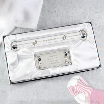 New Baby Girl Gifts Birth Certificate Holder Silver Plated