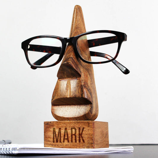 Nose Shaped Glasses Holder Gift Acacia Wood