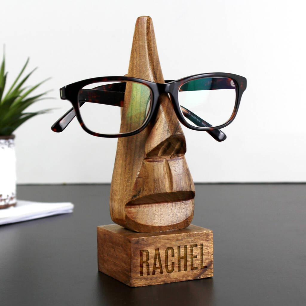 Nose Shaped Glasses Holder Gift Acacia Wood