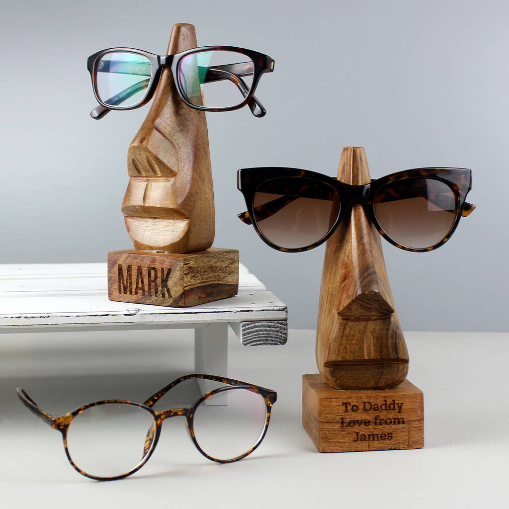 Nose Shaped Glasses Holder Gift Acacia Wood