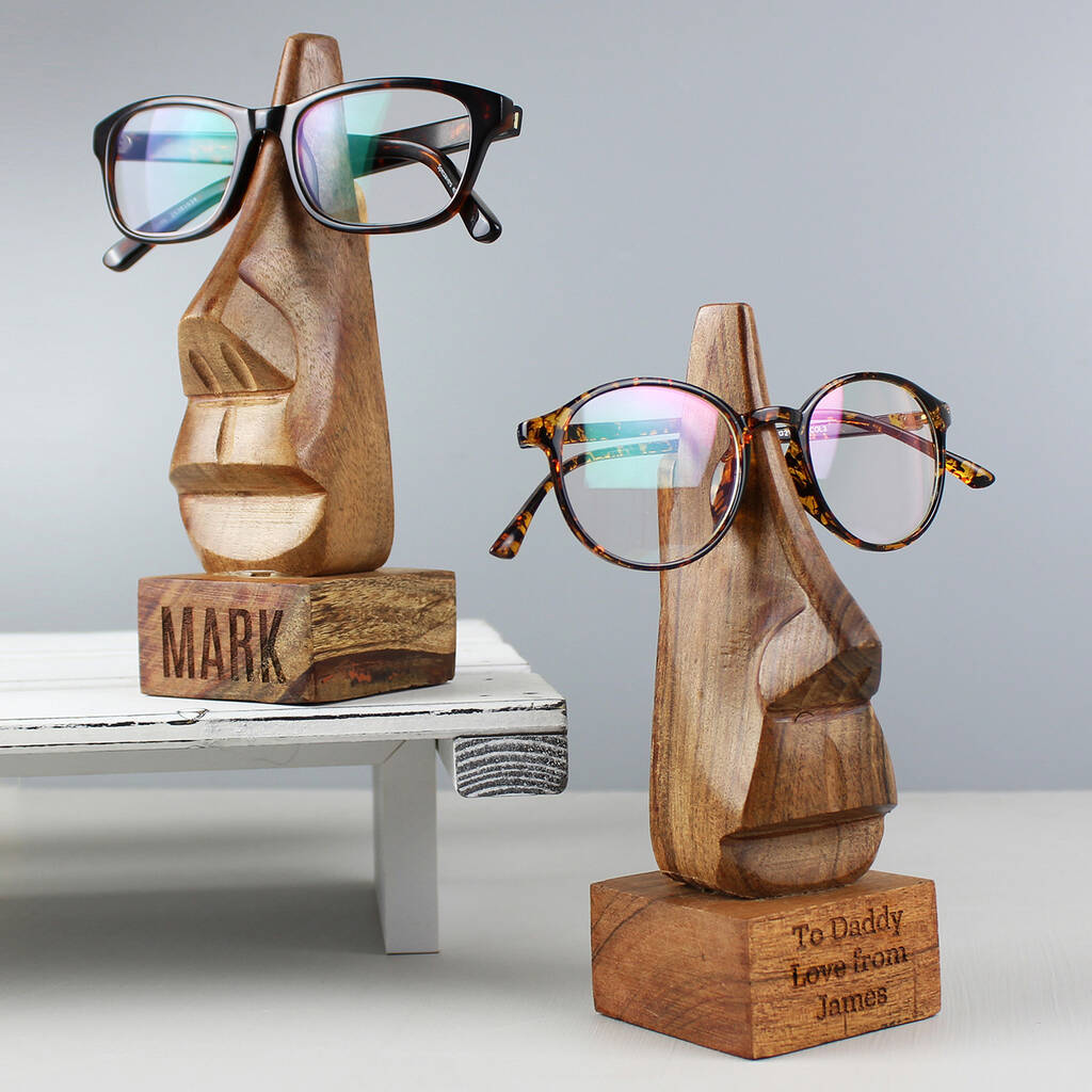 Nose Shaped Glasses Holder Gift Acacia Wood
