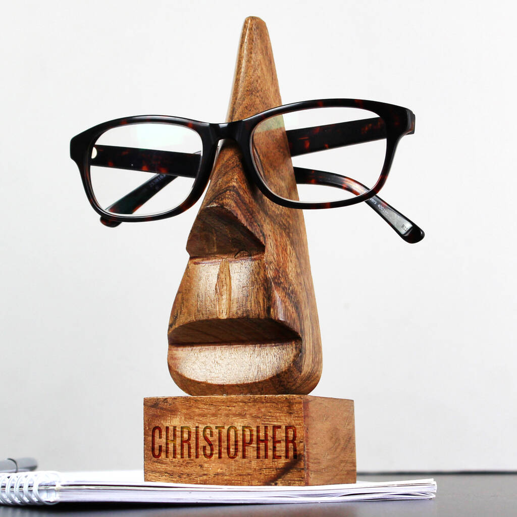 Nose Shaped Glasses Holder Gift Acacia Wood