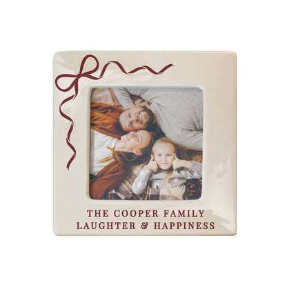 Personalised Christmas Photo Frame Gift, Red Bow, 4x4