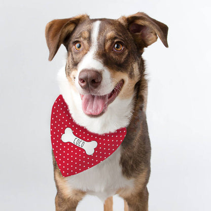 Personalised Dog Bandana Red Polka Dots