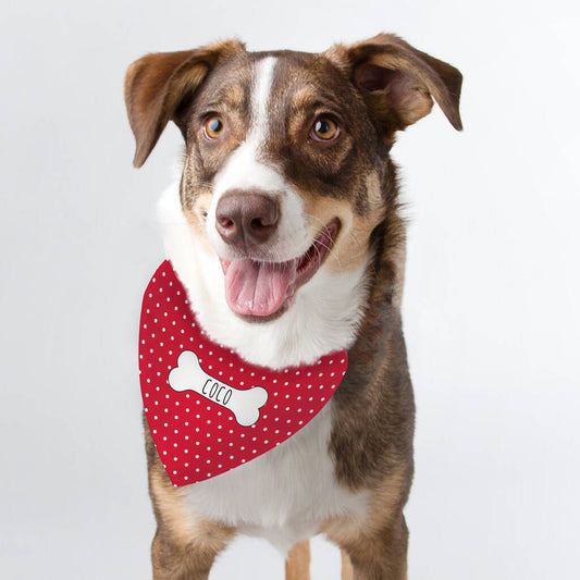 Personalised Dog Bandana Red Polka Dots