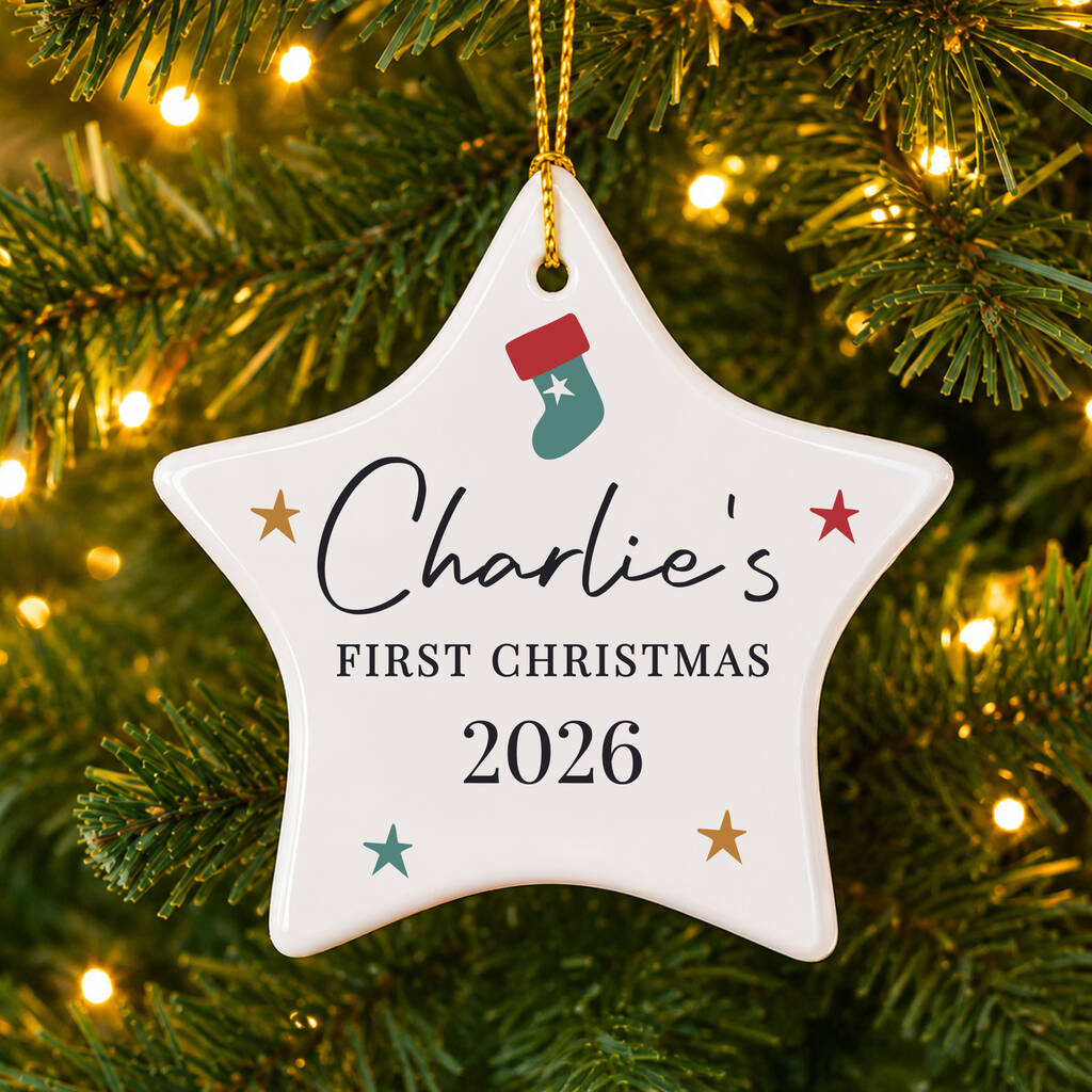 Personalised First Christmas Star Decoration – Baby And Children Gift