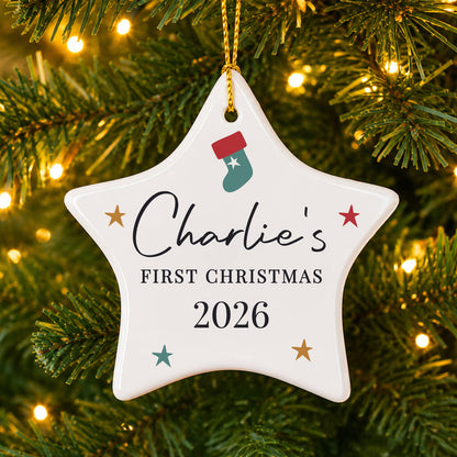 Personalised First Christmas Star Decoration – Baby And Children Gift
