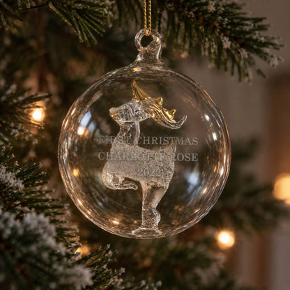 Personalised Glass Reindeer Christmas Bauble Gift