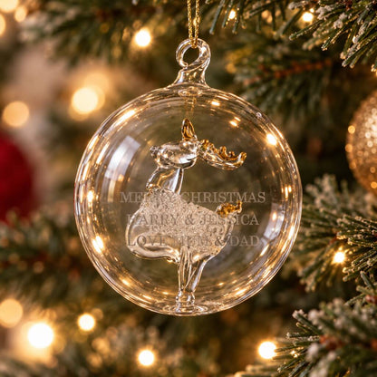 Personalised Glass Reindeer Christmas Bauble Gift