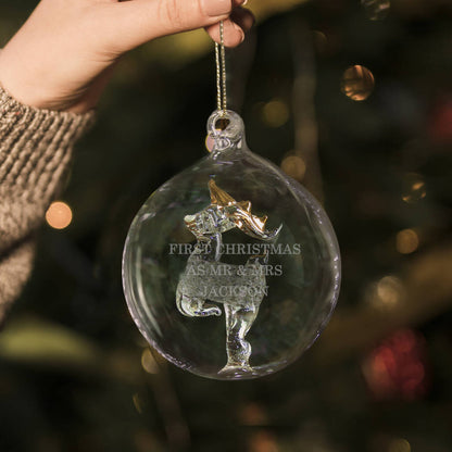 Personalised Glass Reindeer Christmas Bauble Gift