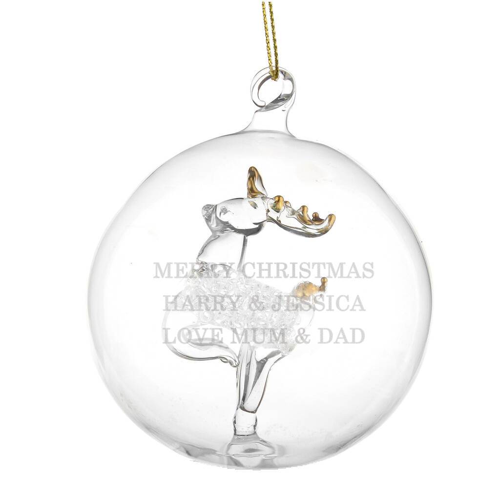 Personalised Glass Reindeer Christmas Bauble Gift