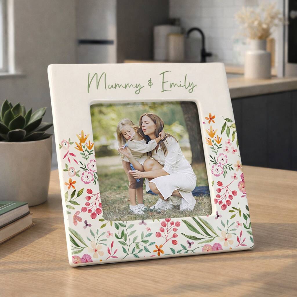 Personalised Floral Photo Frame Gift For Women
