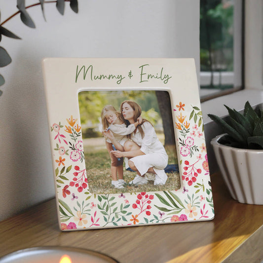 Personalised Floral Photo Frame Gift For Women