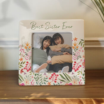Personalised Floral Photo Frame Gift For Women