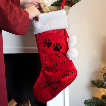 Personalised Pet Christmas Stocking Gift Santa Paws