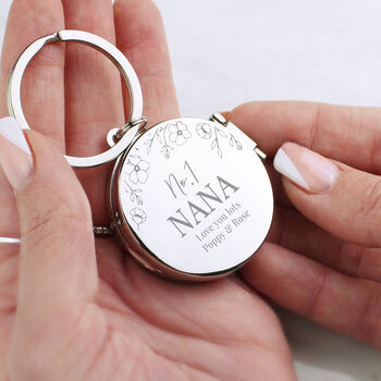 Personalised Photo Locked Keyring Gifts For Mum, Nanna