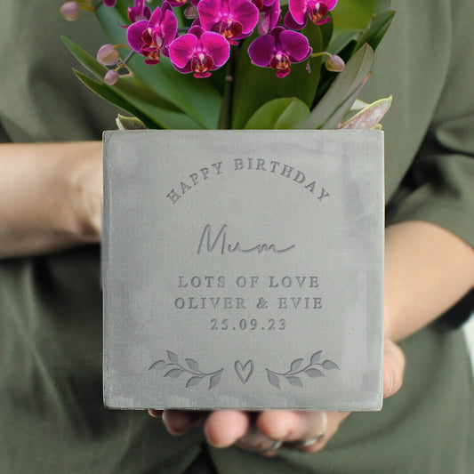Personalised Plant Pot Gift Concrete
