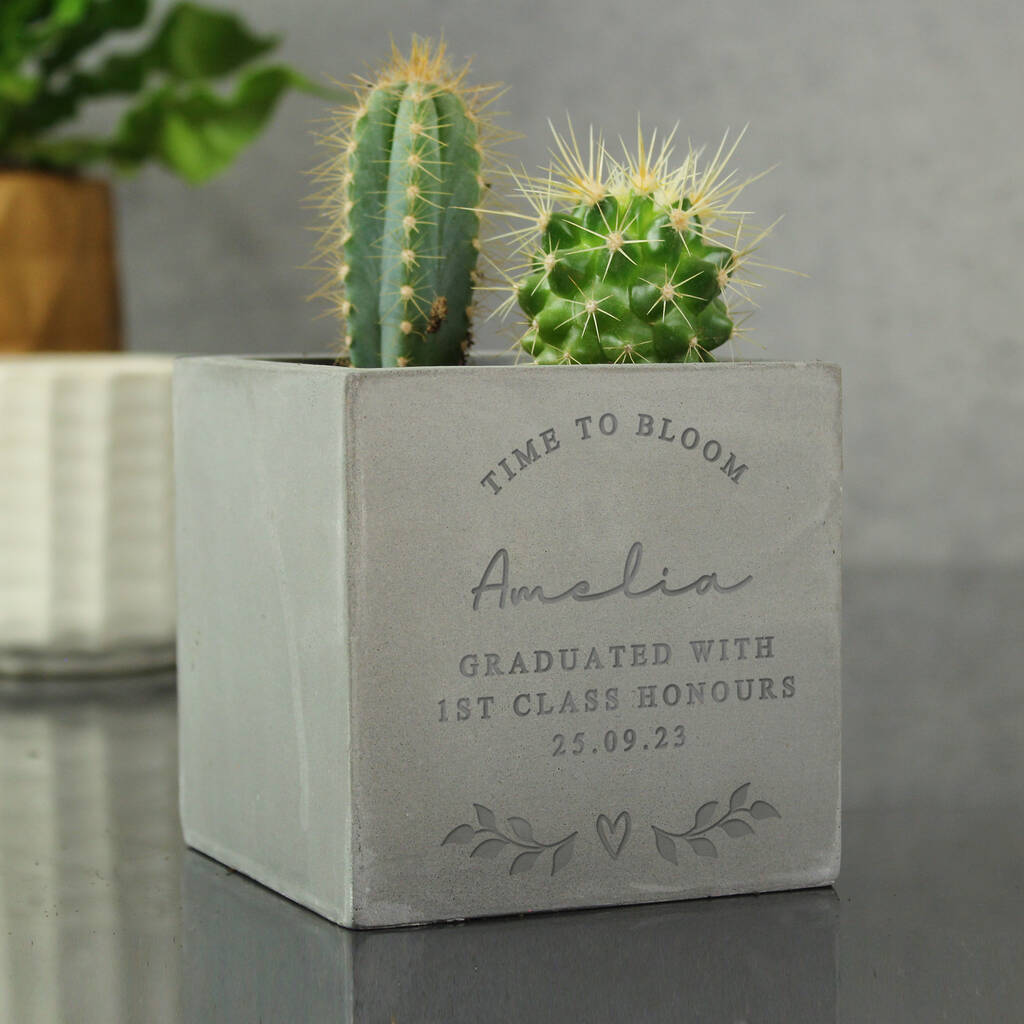 Personalised Plant Pot Gift Concrete