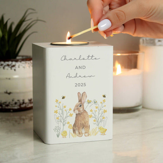 Easter Gifts Personalised Spring Bunny Tea Light Holder
