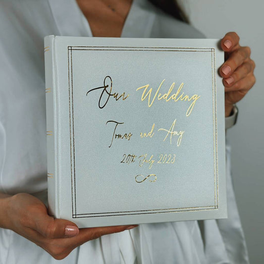 Personalised Wedding Album White Leather