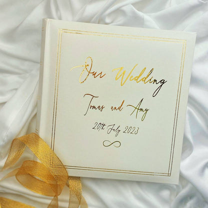Personalised Wedding Album White Leather