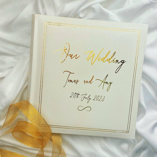Personalised Wedding Album White Leather