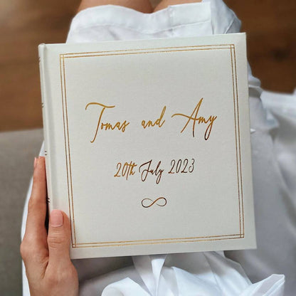 Personalised Wedding Album White Leather